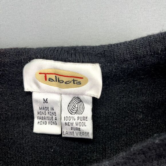 Talbots 100% Merino Wool Beaded Cardigan Sweater Women's‎ Sz M Button Vintage - Picture 6 of 16